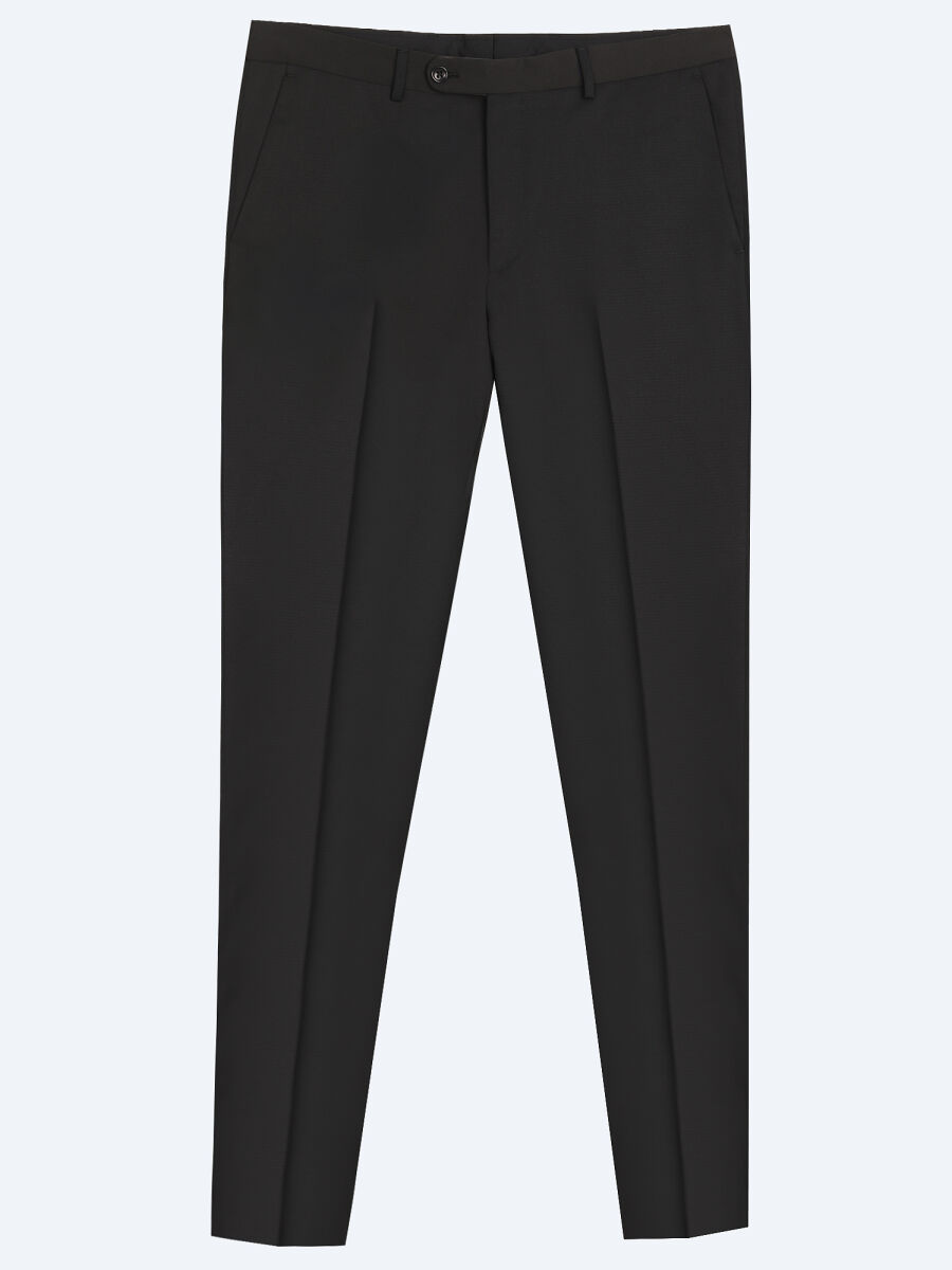 Black Plain Modern Fit Shawl Collar Weaving Tuxedo - 7