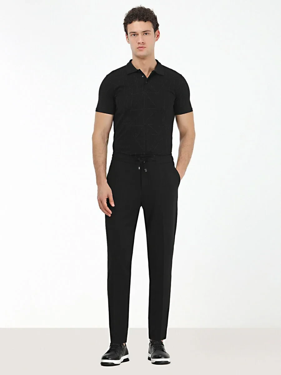 Black Plain Modern Fit Suit - 4