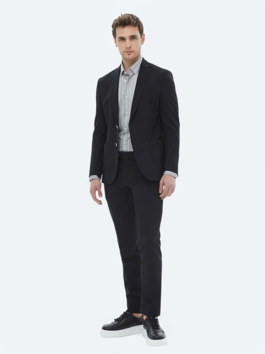 Black Plain Modern Fit Suit - 3