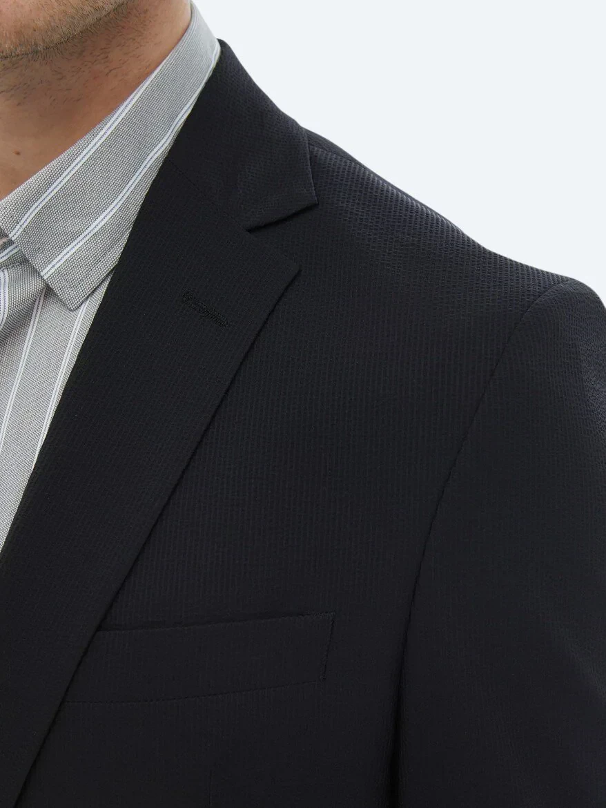 Black Plain Modern Fit Suit - 6