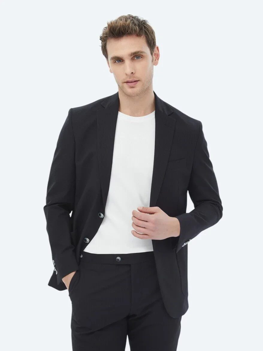 Black Plain Modern Fit Suit - 12