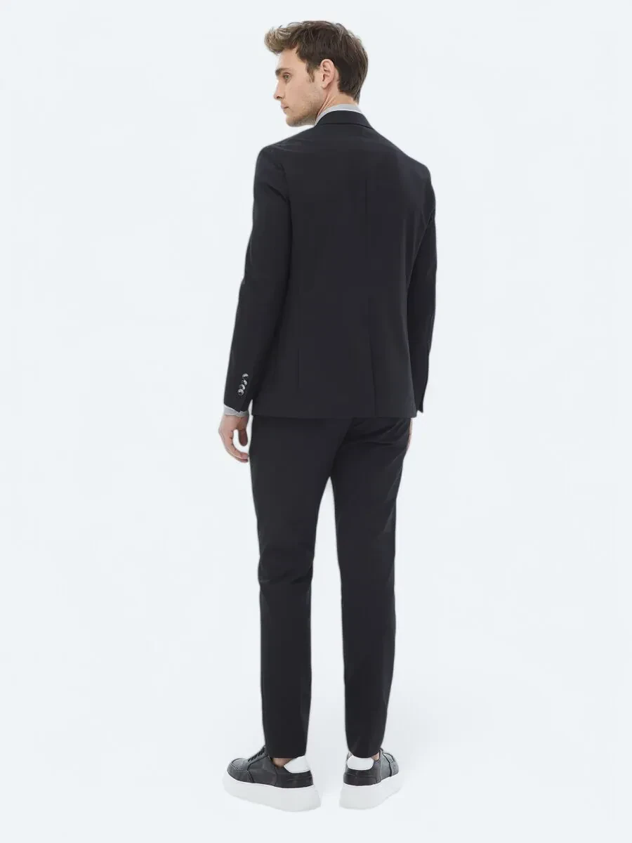 Black Plain Modern Fit Suit - 15