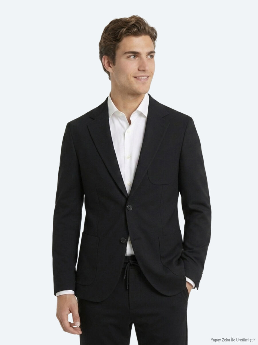 Black Micro Modern Fit Suit - 1