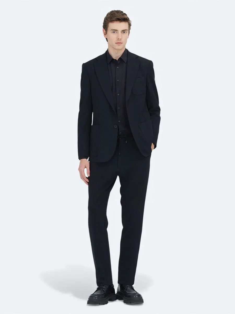 Black Plain Modern Fit Suit - 1