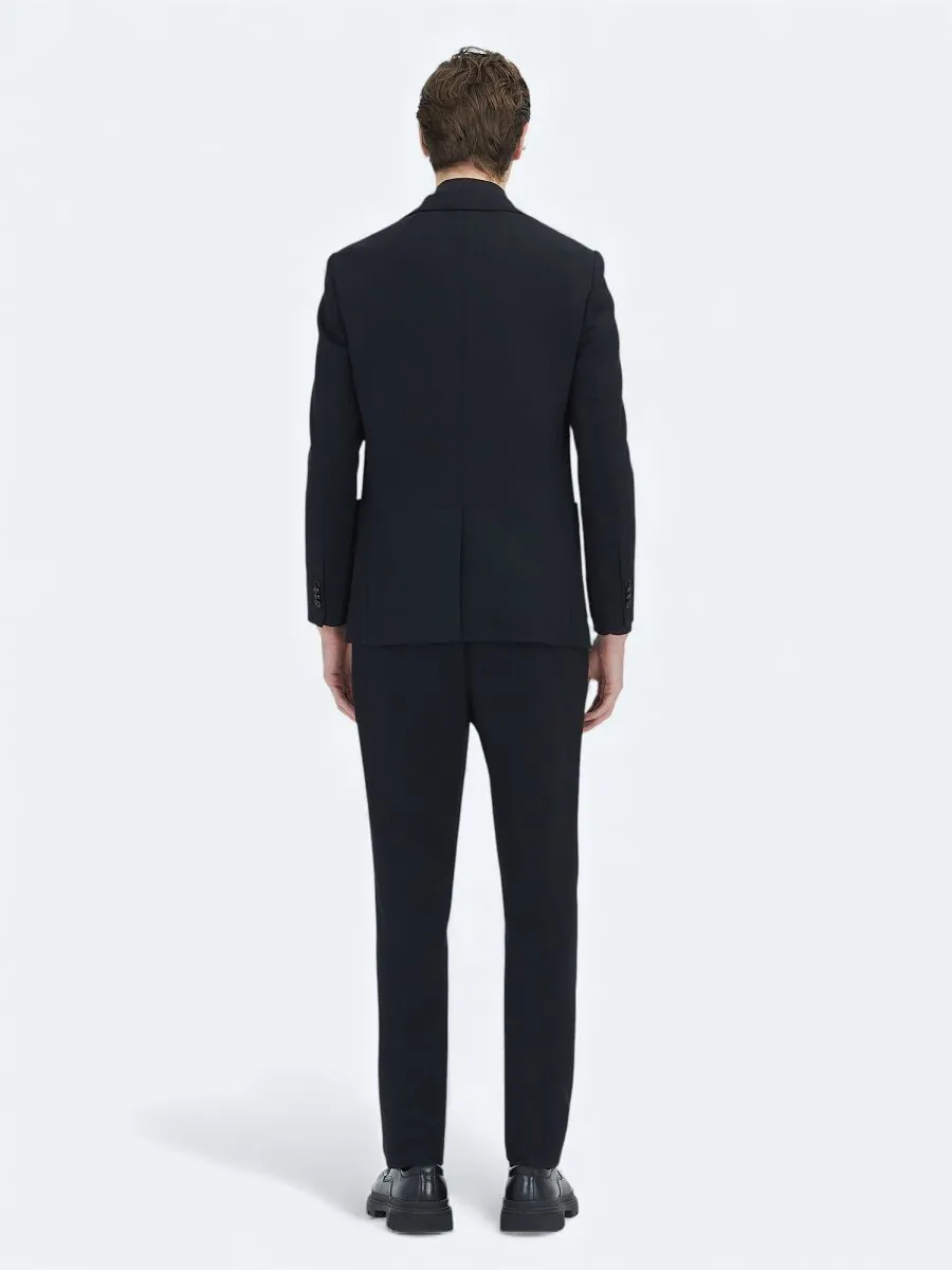 Black Plain Modern Fit Suit - 4
