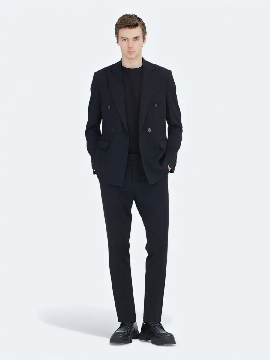 Black Plain Modern Fit Suit - 1