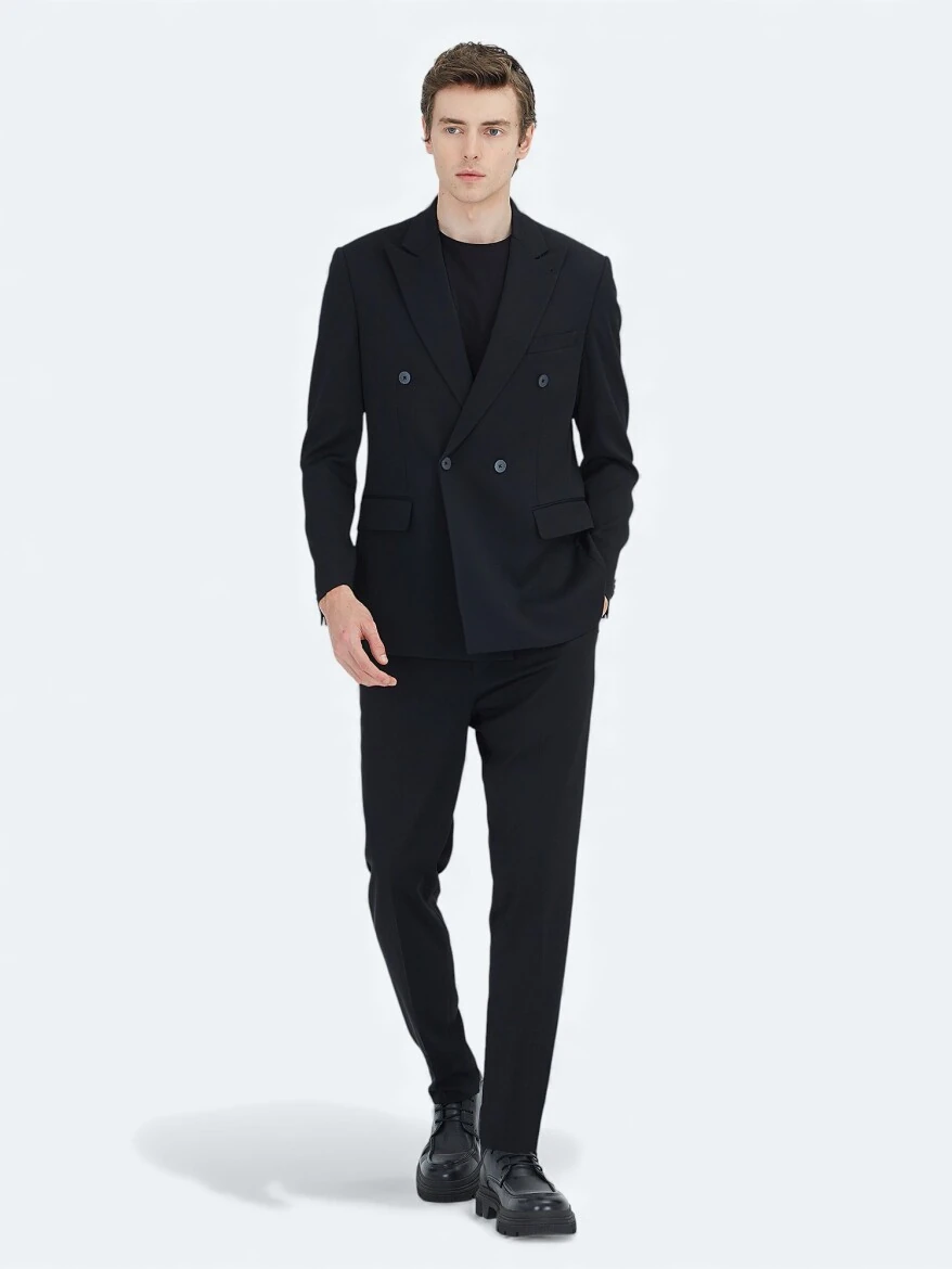 Black Plain Modern Fit Suit - 3
