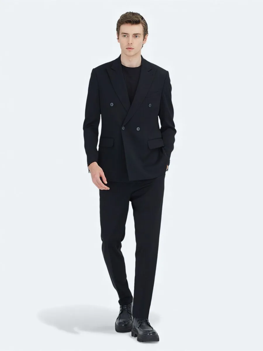Black Plain Modern Fit Suit - 3