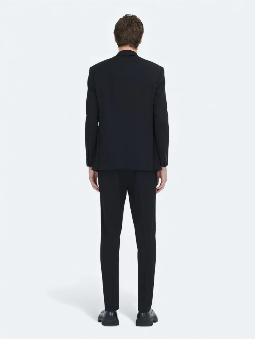 Black Plain Modern Fit Suit - 6