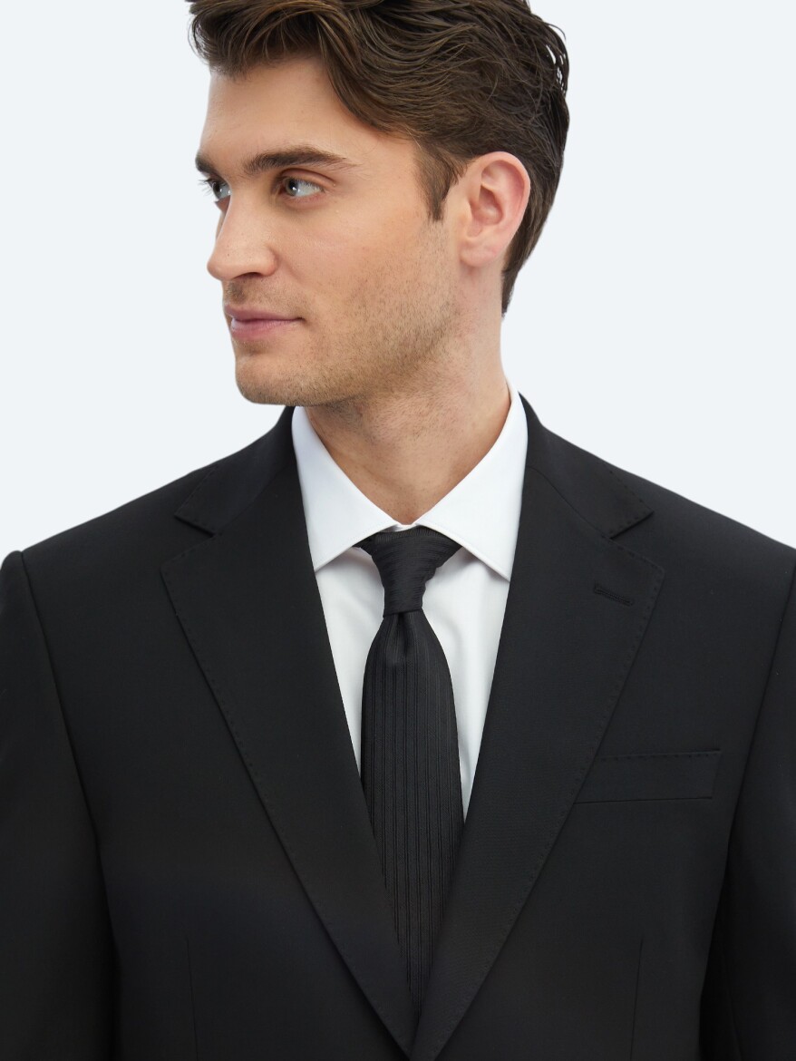 Black Plain Modern Fit Suit - 3