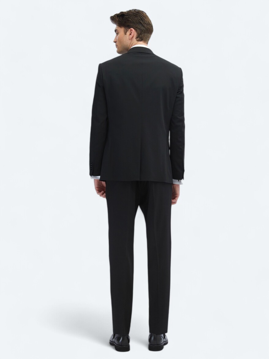 Black Plain Modern Fit Suit - 5