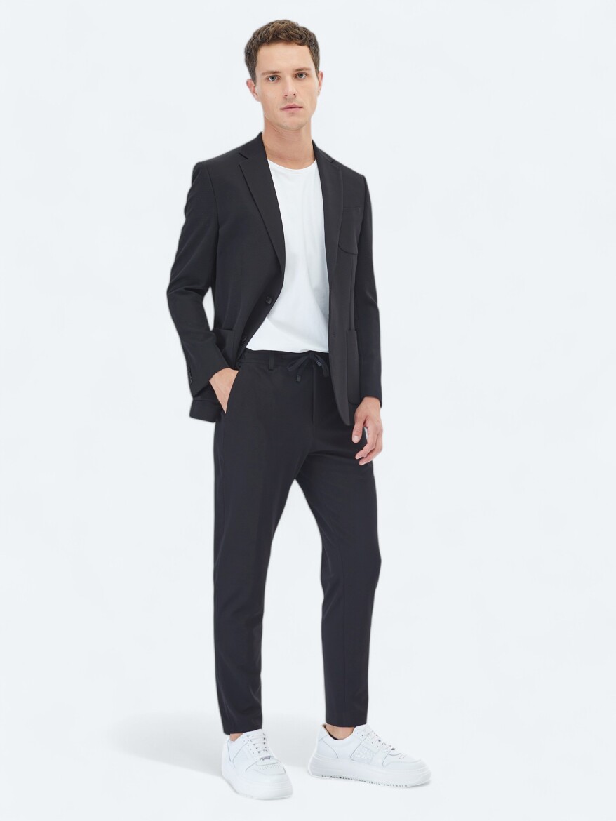 Black Plain Modern Fit Suit - 3