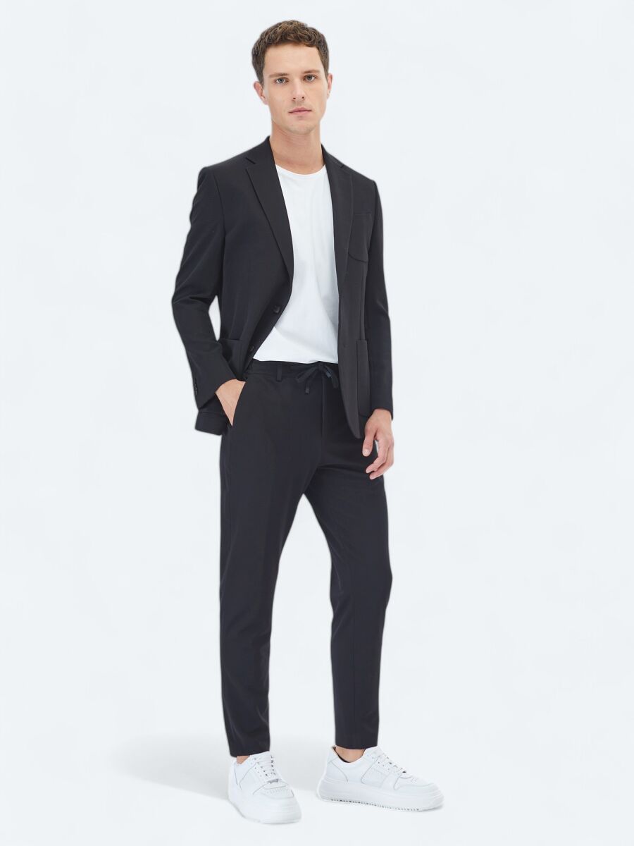 Black Plain Modern Fit Suit - 3