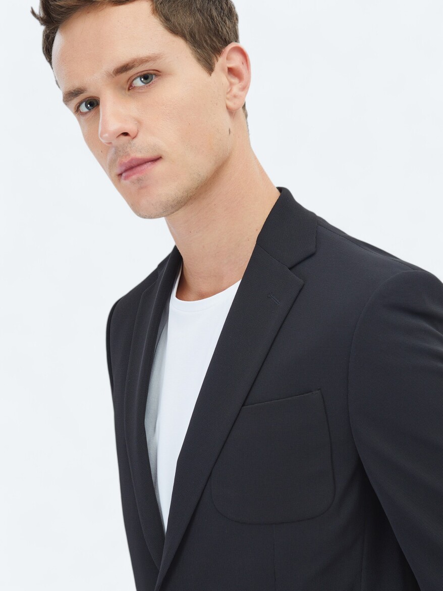 Black Plain Modern Fit Suit - 4