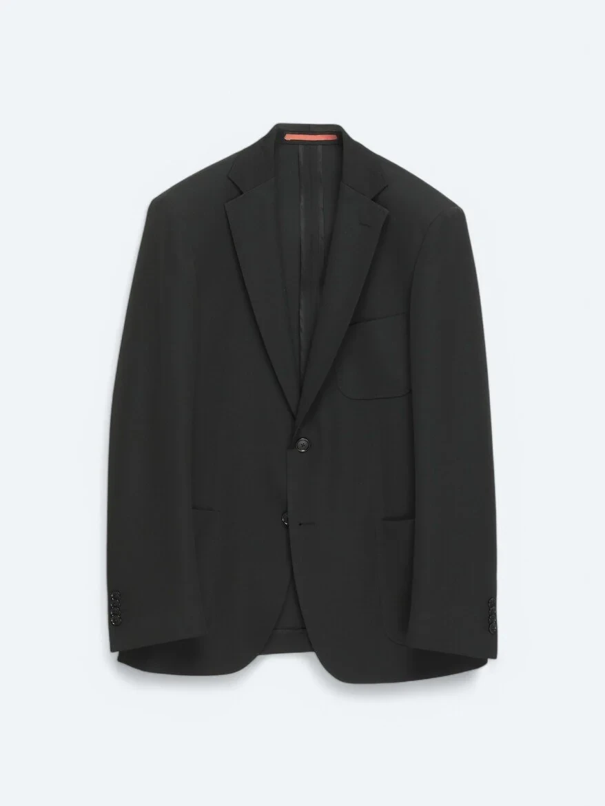 Black Plain Modern Fit Suit - 1