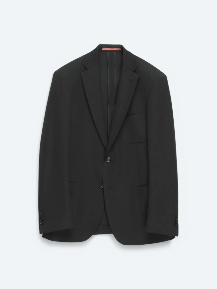Black Plain Modern Fit Suit - 1