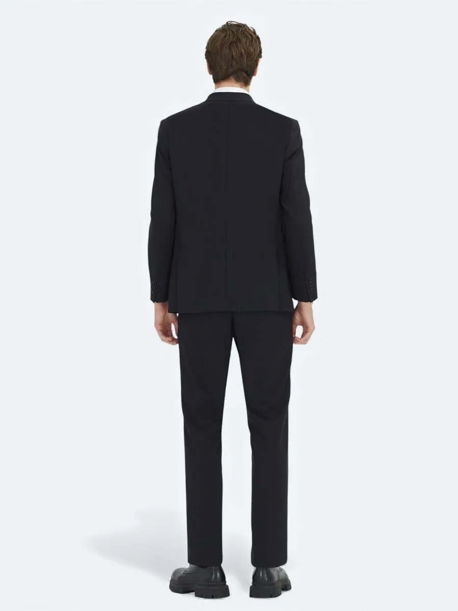 Black Plain Modern Fit Suit - 4
