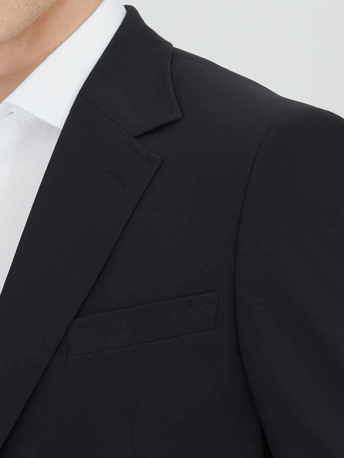 Black Plain Modern Fit Suit - 3