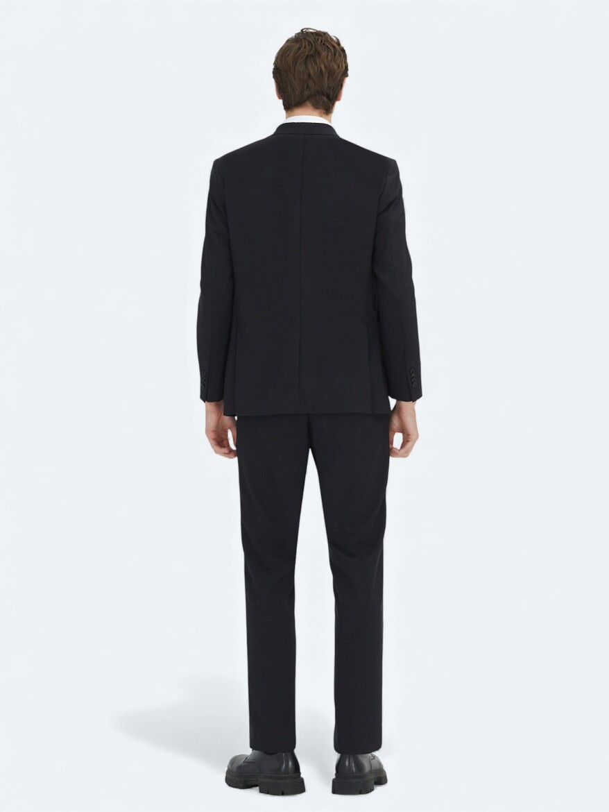 Black Plain Modern Fit Suit - 4