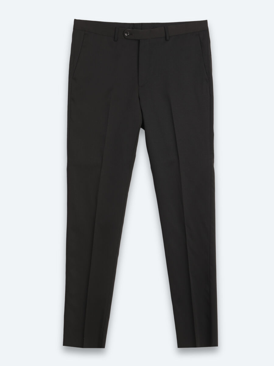 Black Plain Modern Fit Weaving Tuxedo - 7