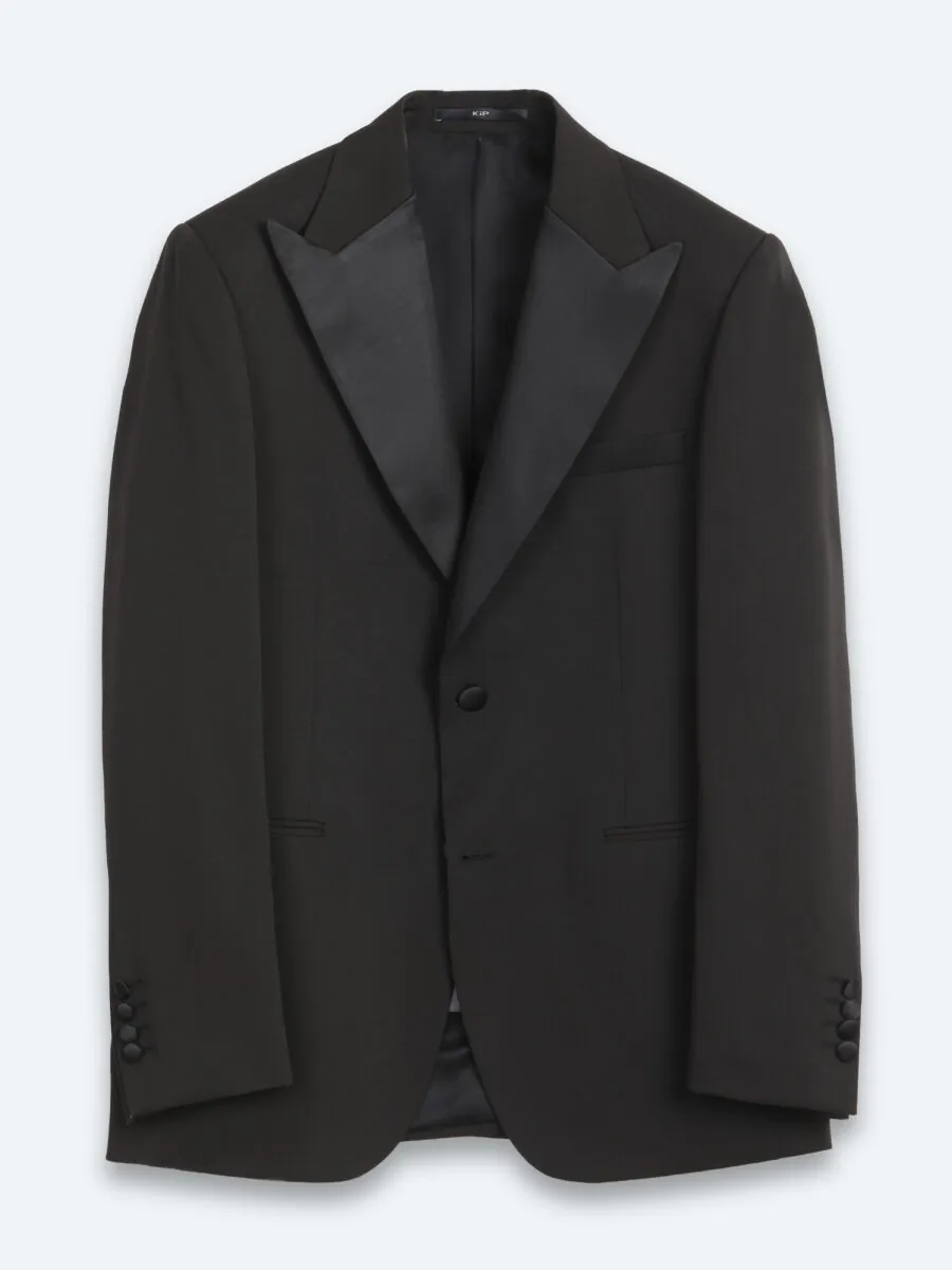 Black Plain Modern Fit Weaving Tuxedo - 6