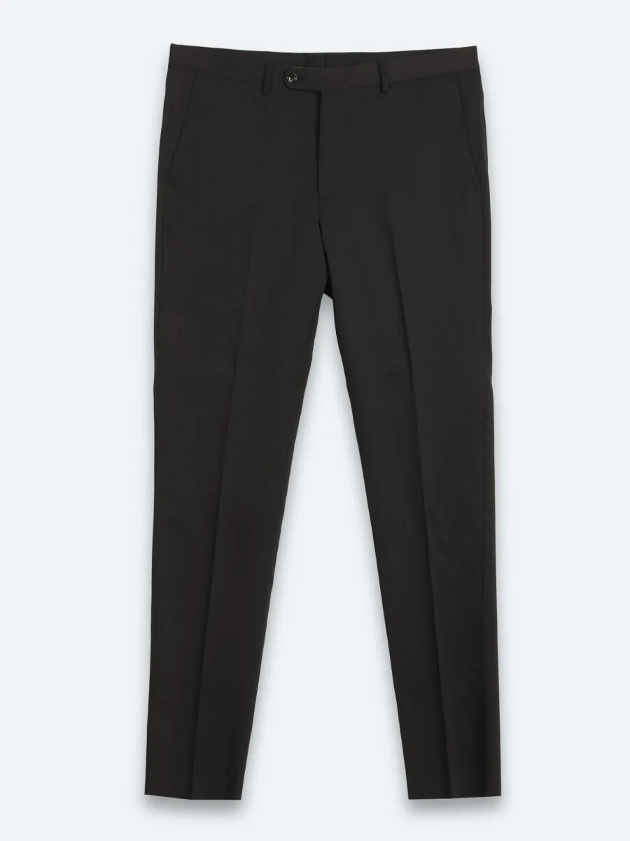 Black Plain Modern Fit Weaving Tuxedo - 7