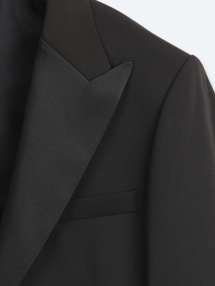 Black Plain Modern Fit Weaving Tuxedo - 8