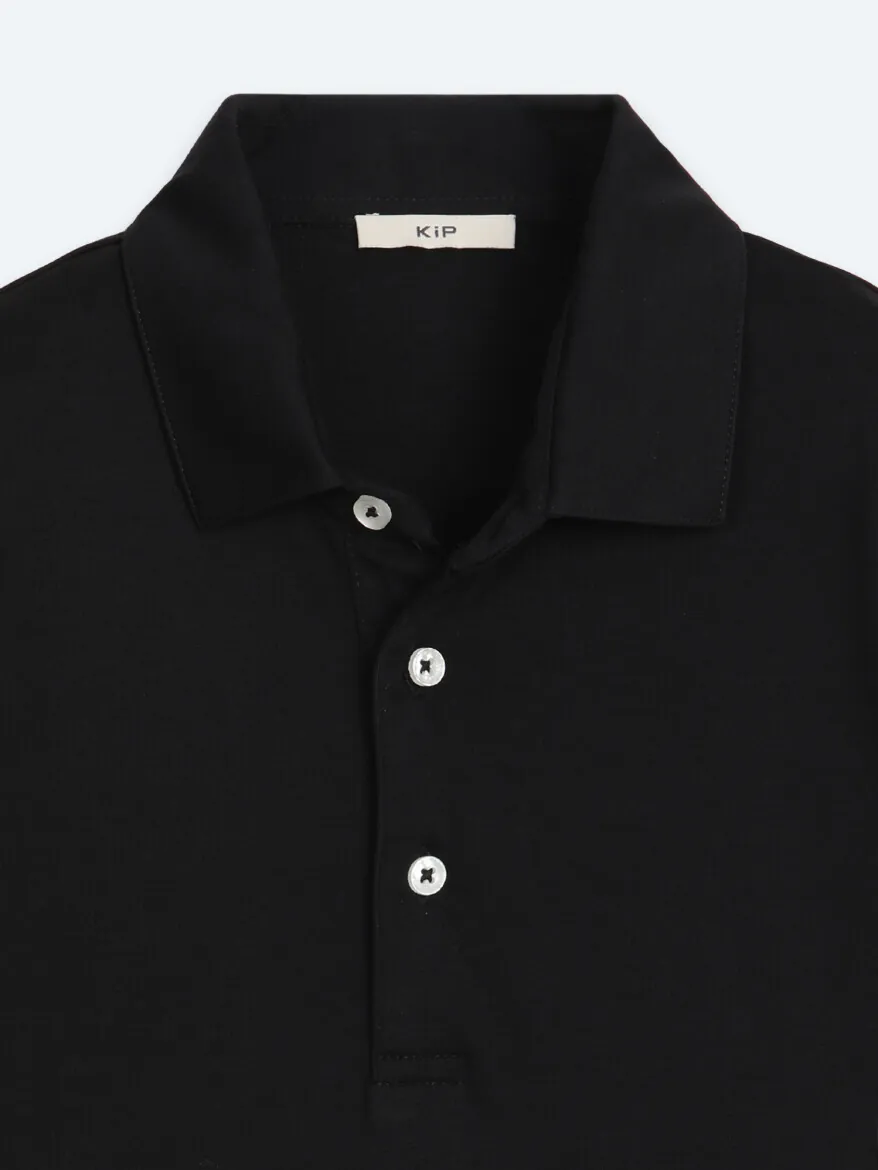 Black Plain Polo Neck 100% Cotton T-Shirt - 8