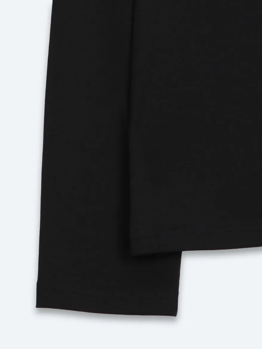 Black Plain Polo Neck 100% Cotton T-Shirt - 9