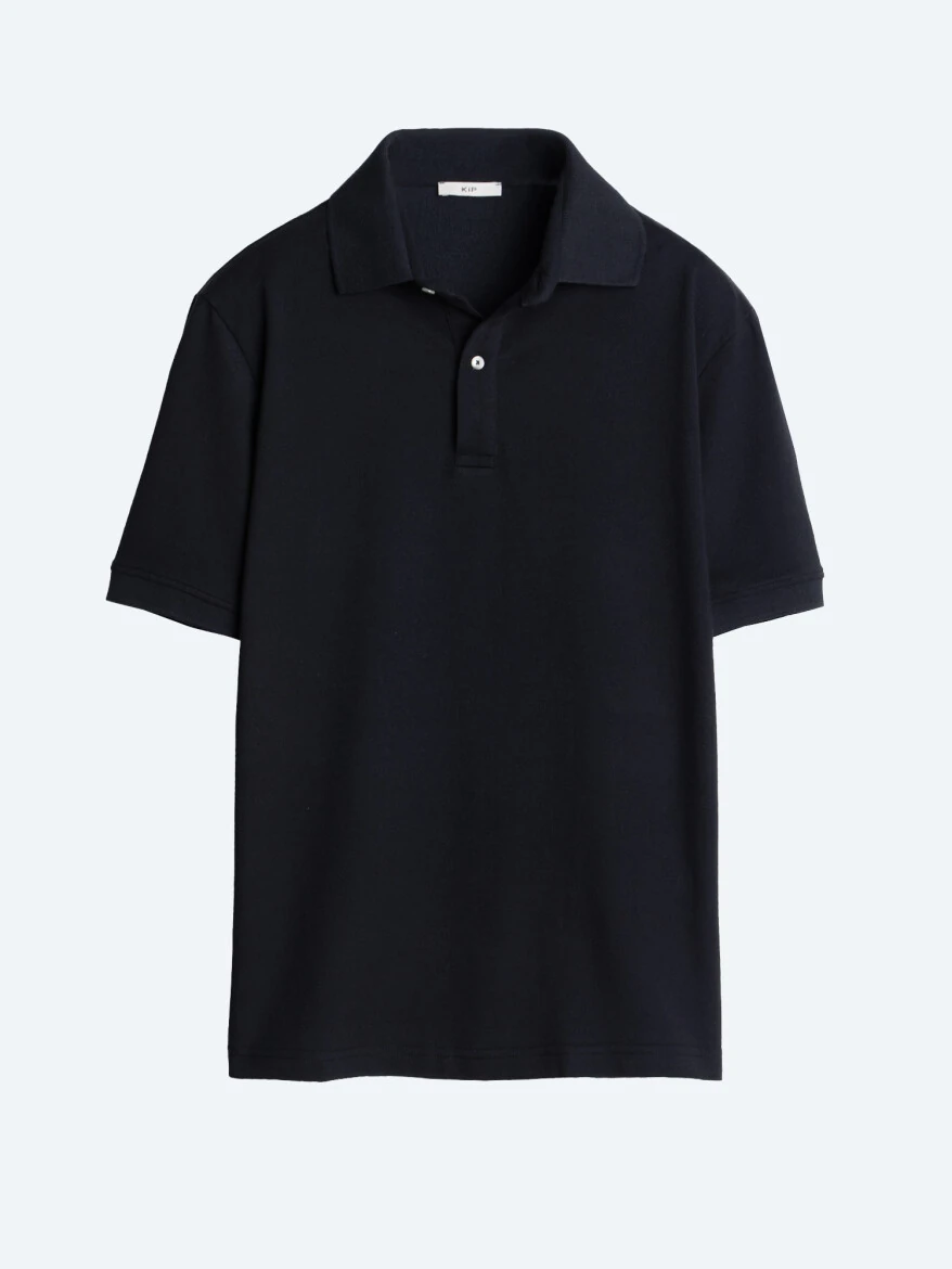 Black Plain Polo Neck Cotton Blended T-Shirt - 6