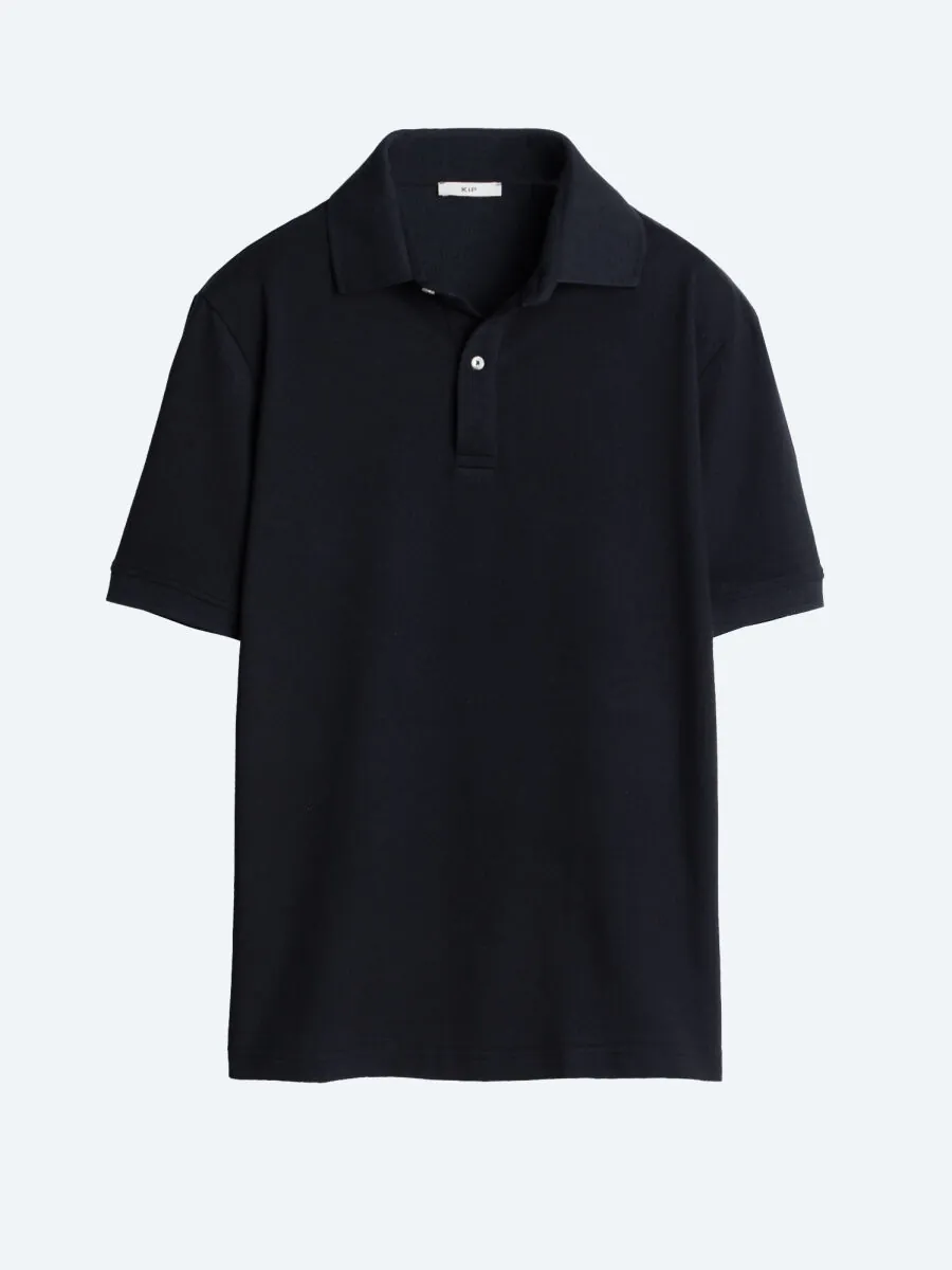Black Plain Polo Neck Cotton Blended T-Shirt - 6