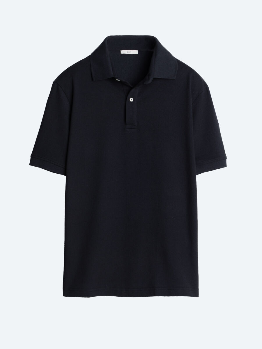 Black Plain Polo Neck Cotton Blended T-Shirt - 6