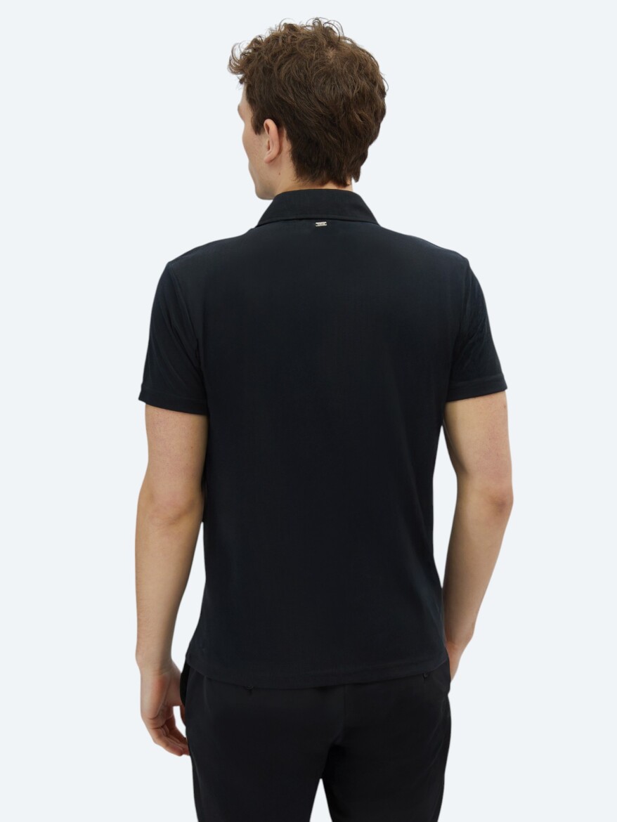 Black Plain Polo Neck T-Shirt - 5
