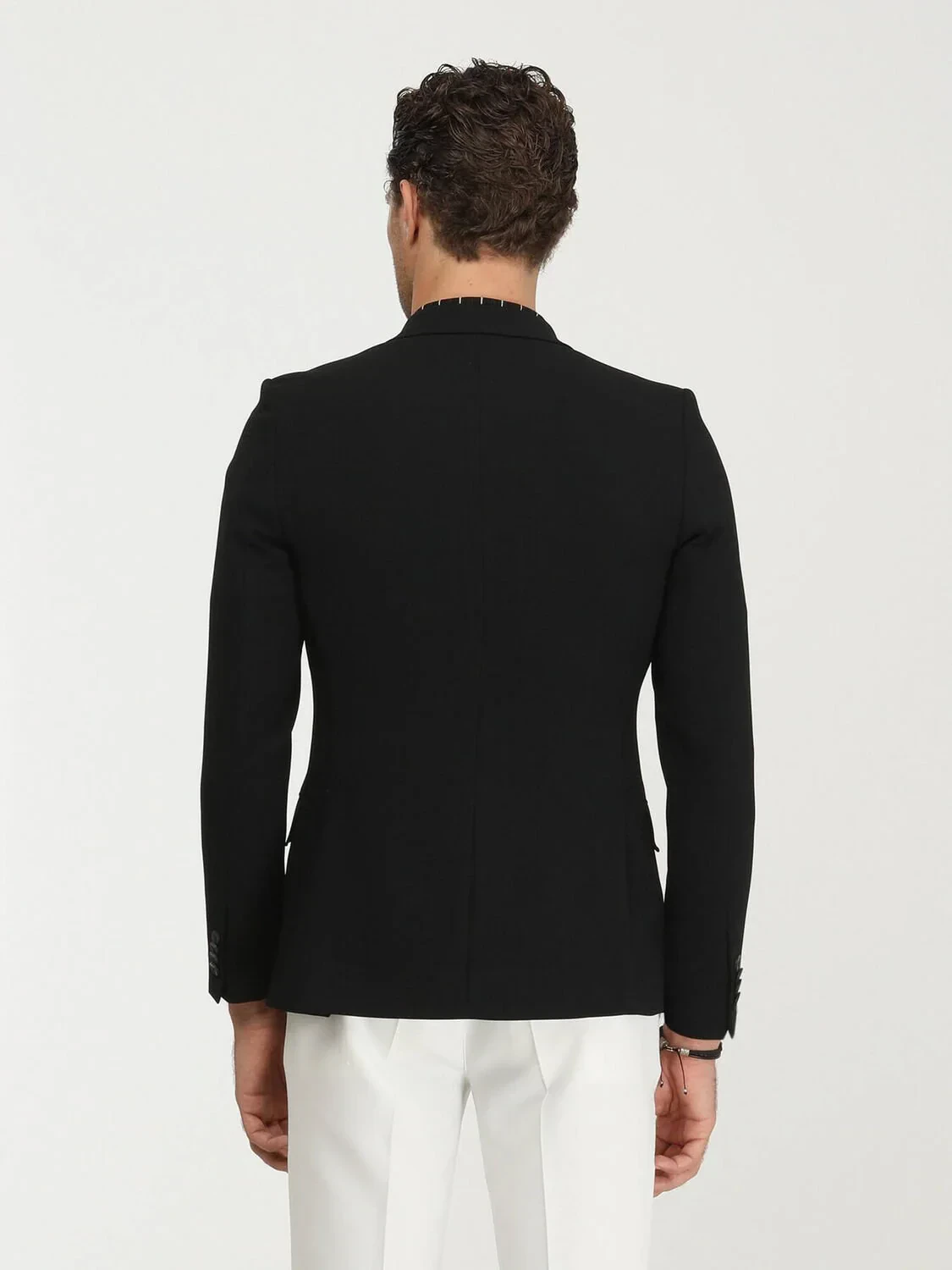 Black Plain Regular Fit Jacket - 5
