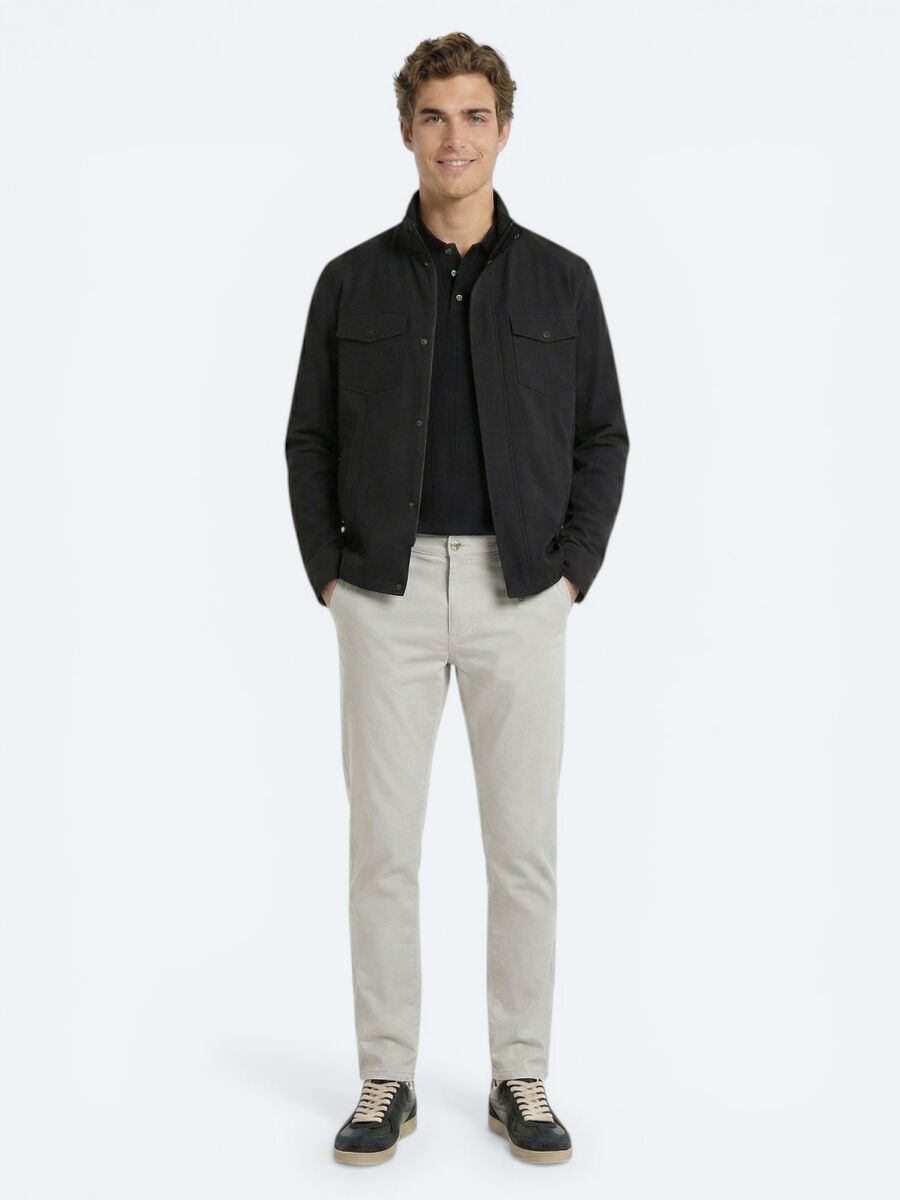 Black Plain Regular Fit Lightweight Jacket - 1