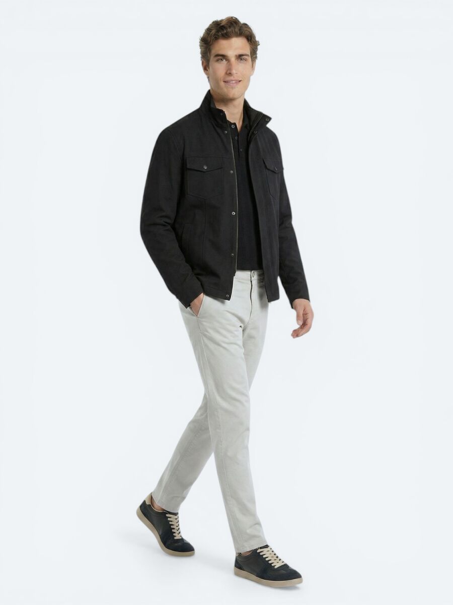 Black Plain Regular Fit Lightweight Jacket - 2