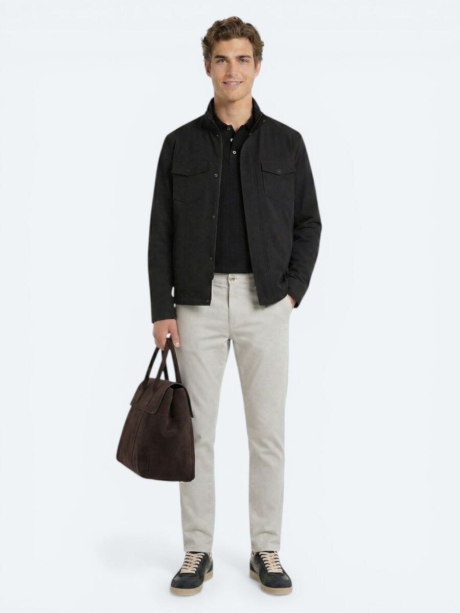 Black Plain Regular Fit Lightweight Jacket - 3