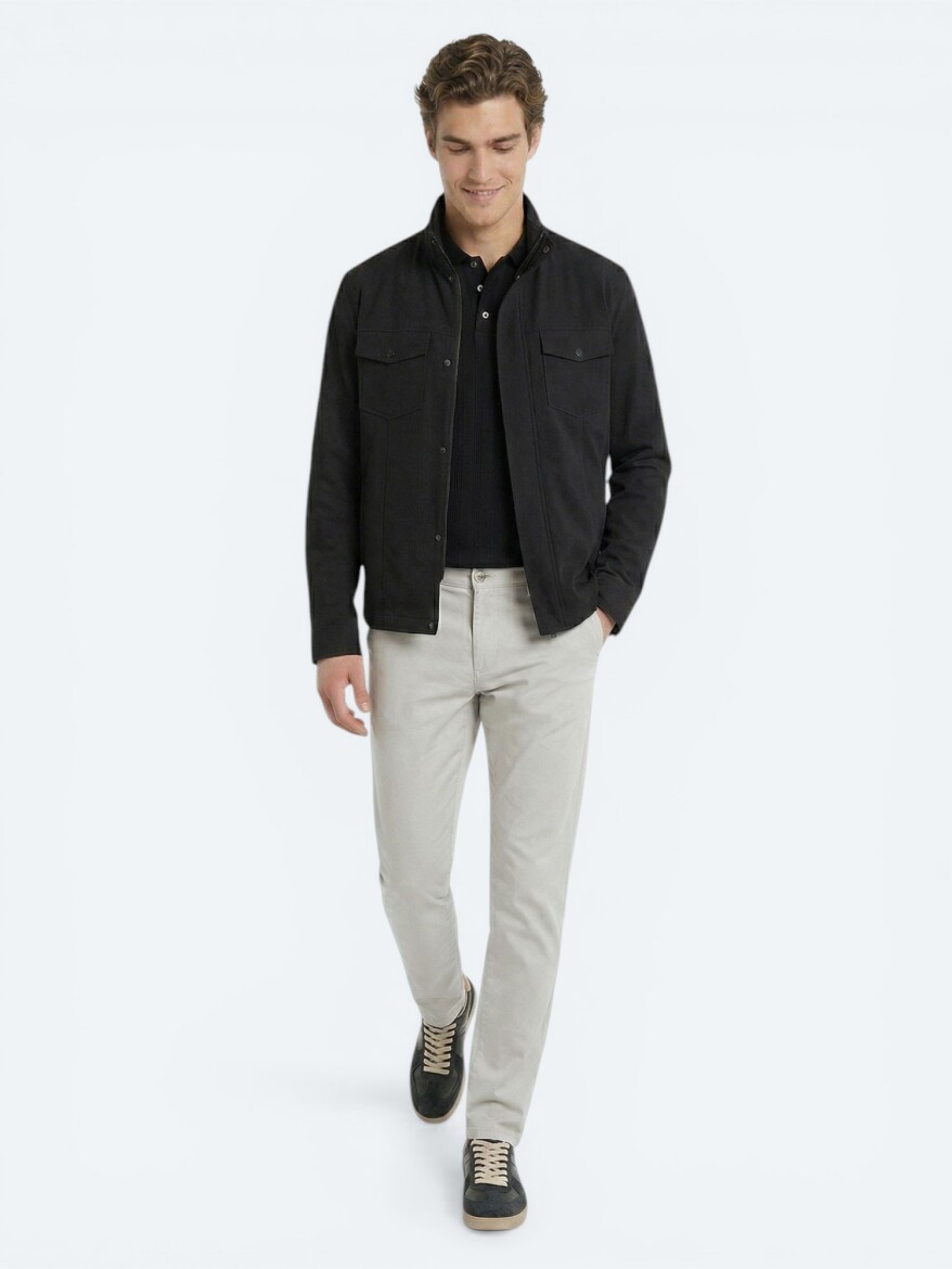 Black Plain Regular Fit Lightweight Jacket - 4