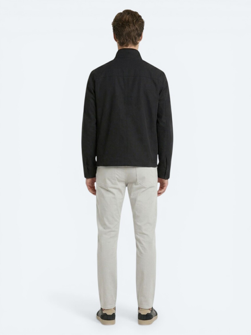 Black Plain Regular Fit Lightweight Jacket - 5