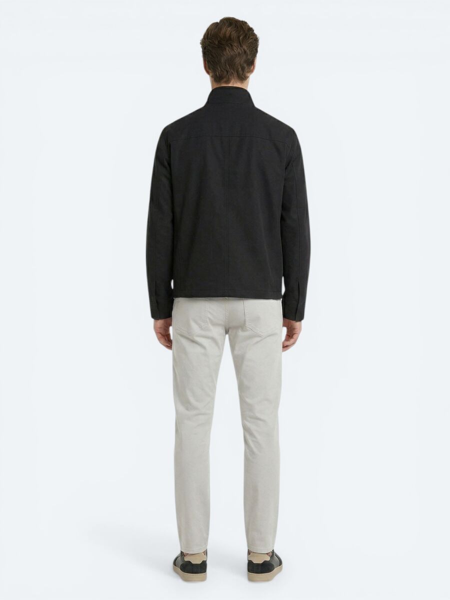 Black Plain Regular Fit Lightweight Jacket - 5