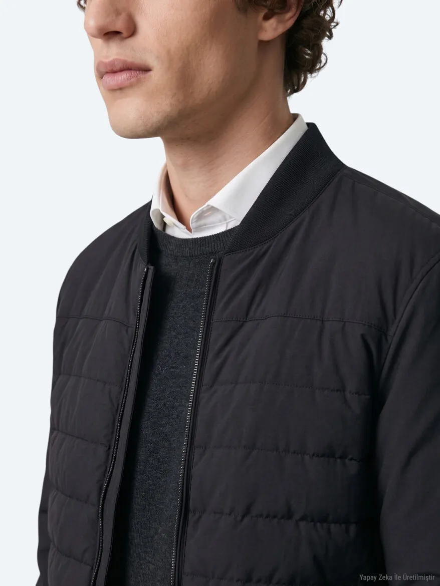 Black Plain Regular Fit Lightweight Jacket - 5