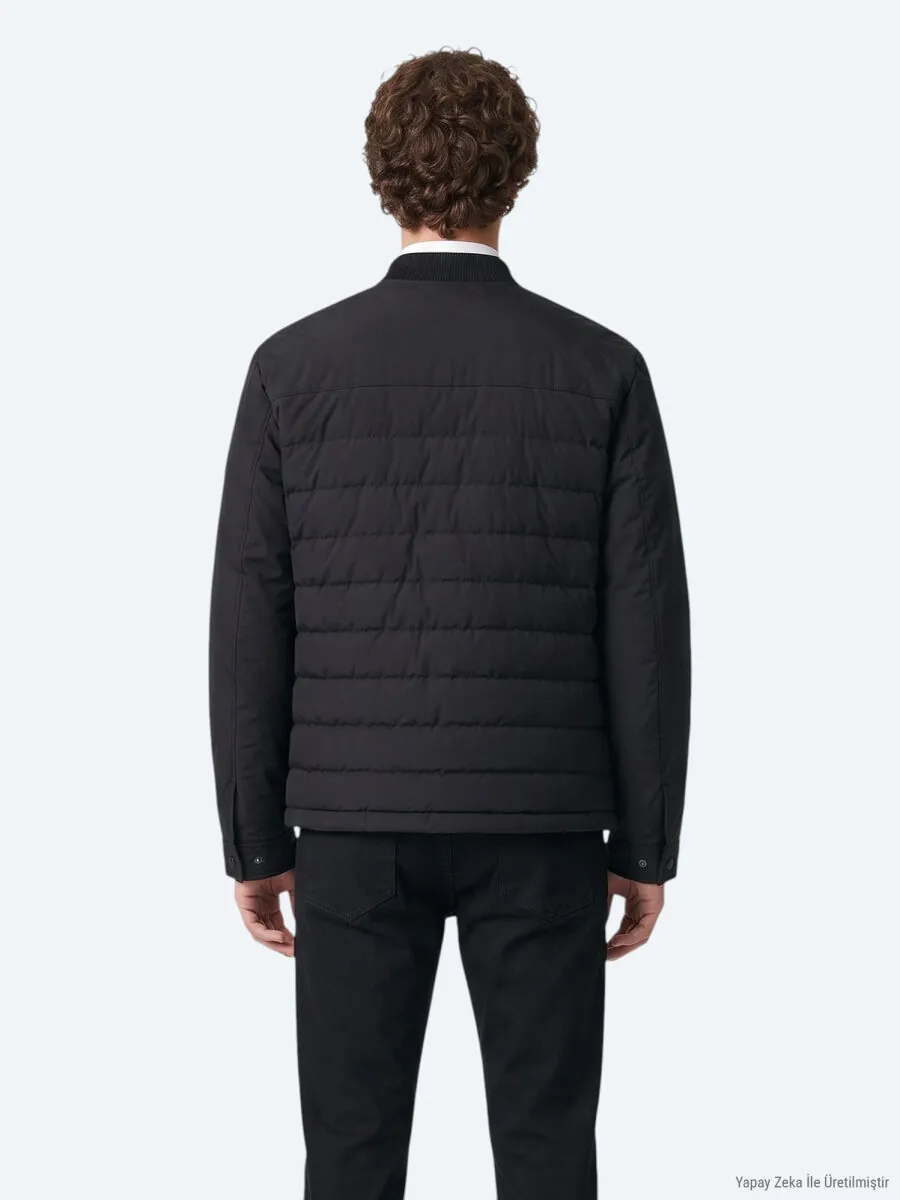 Black Plain Regular Fit Lightweight Jacket - 6