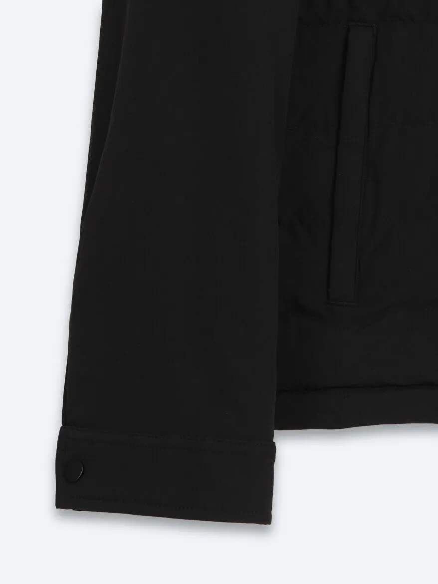 Black Plain Regular Fit Lightweight Jacket - 9