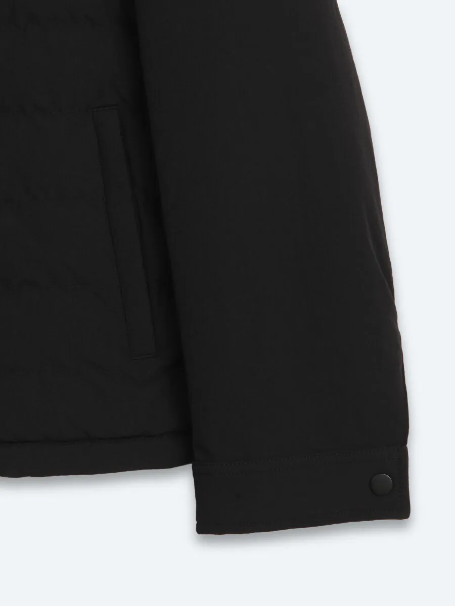 Black Plain Regular Fit Lightweight Jacket - 10
