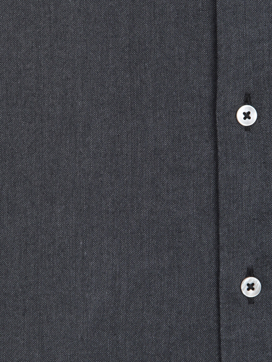 Black Plain Regular Fit Long Weaving Casual Cotton Blended Shirt - 10