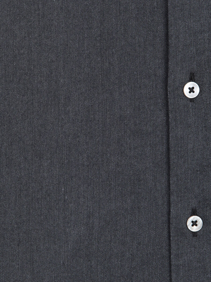 Black Plain Regular Fit Long Weaving Casual Cotton Blended Shirt - 10