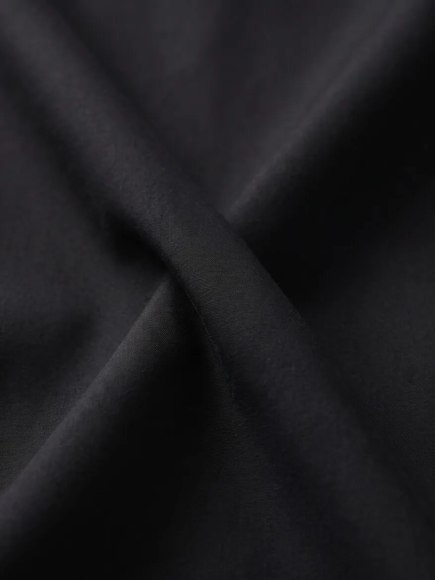 Black Plain Regular Fit Long Weaving Classical Shirt - 11