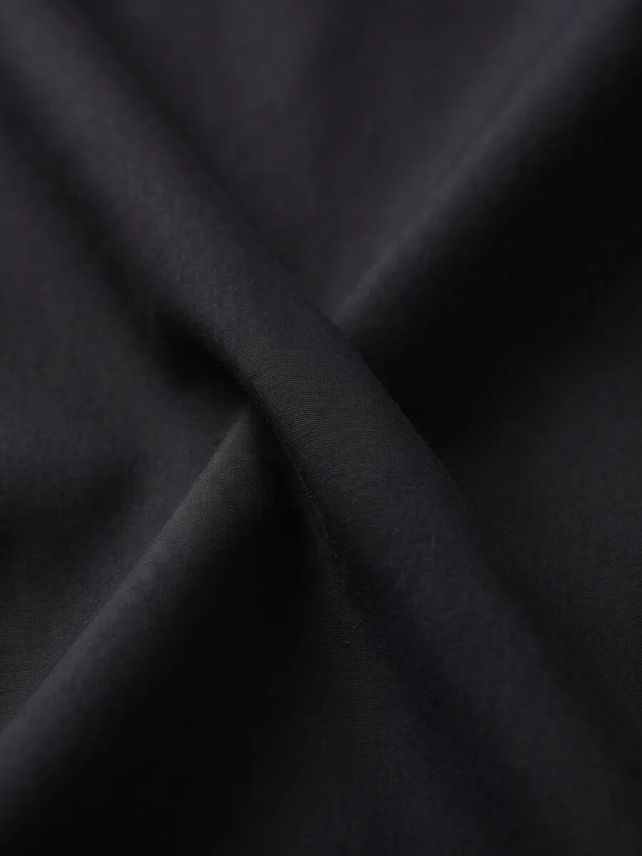 Black Plain Regular Fit Long Weaving Classical Shirt - 11