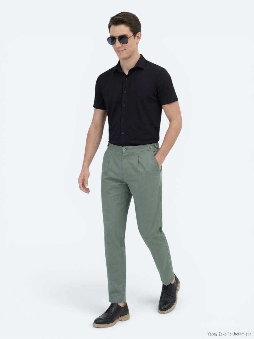 Black Plain Regular Fit Short Knitting Casual Shirt - KİP