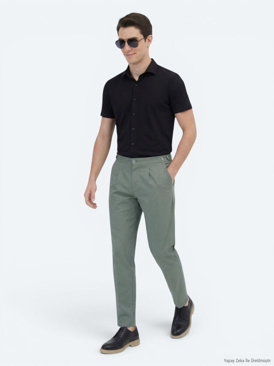 Black Plain Regular Fit Short Knitting Casual Shirt - 2